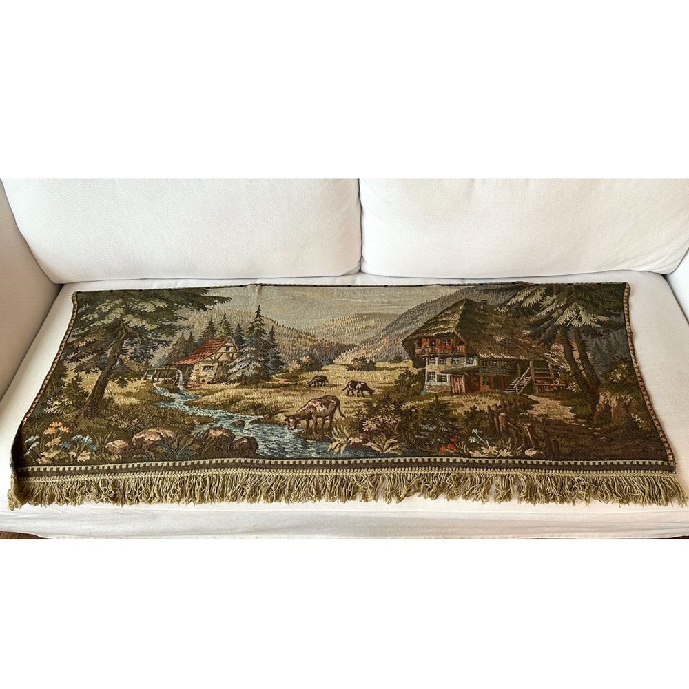 Vintage Euro Wall Art Tapestry Landscape Gobelin Cottage Style Antique Decore